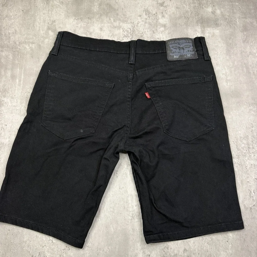 Levis 502 Jeans Shorts Mens 32 BLACK Denim Dark Wash Casual Jorts Cotton